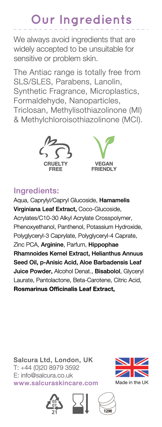 Antiac Daily Face Wash Carton Back Panel 150ml (RGB)