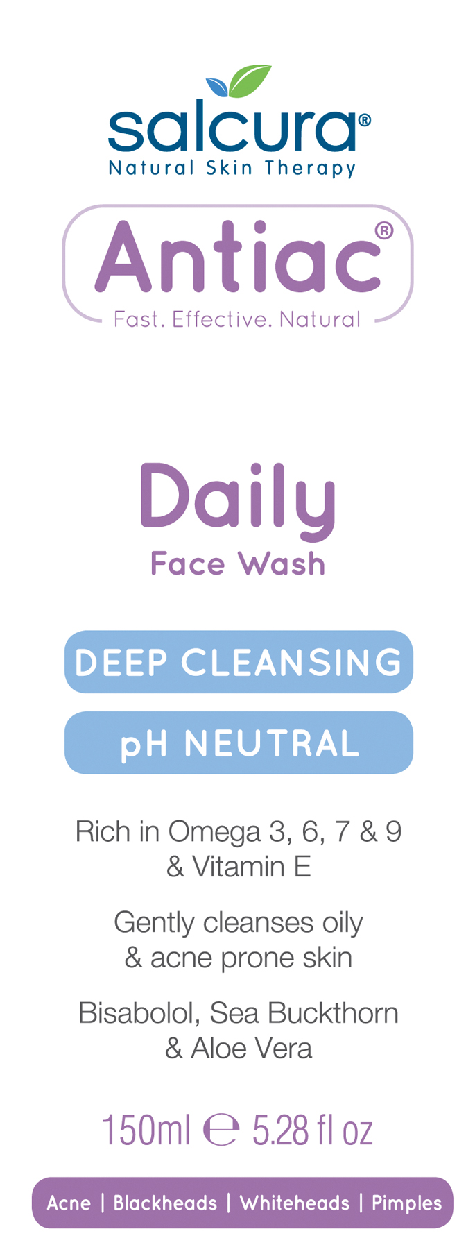 Antiac Daily Face Wash Carton Front Panel 150ml (RGB)